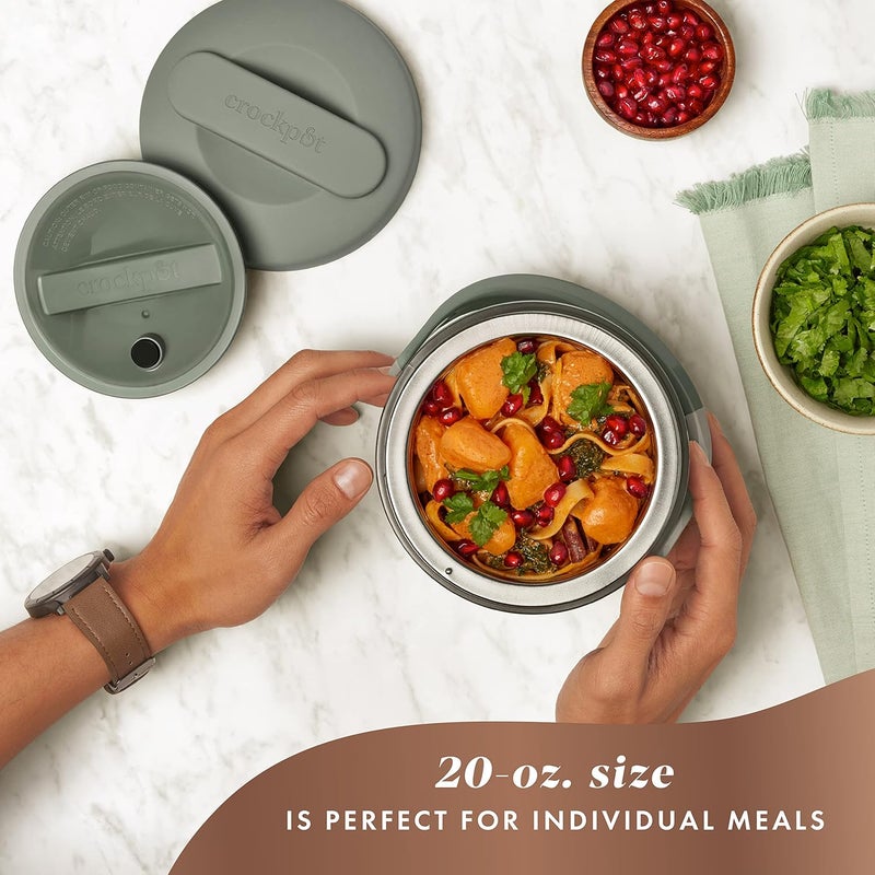 Crock-Pot صندوق غداء كهربائي محمول بسعة 20 أونصة بلون أخضر مميز | مثالي للسفر والتنقل | يحافظ على الطعام دافئًا ولذيذًا بدون انسكابات | آمن للغسل في غسالة الصحون - Image 2